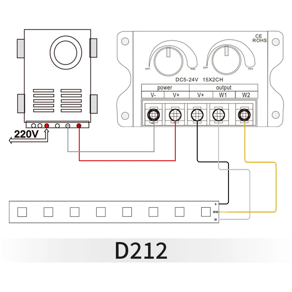 Color Temperature LED Strip Controller CCT Dimmer 30A 2CH Dual White High Speed Signal Amplifier For CCT Led Light Tape DC5-24V