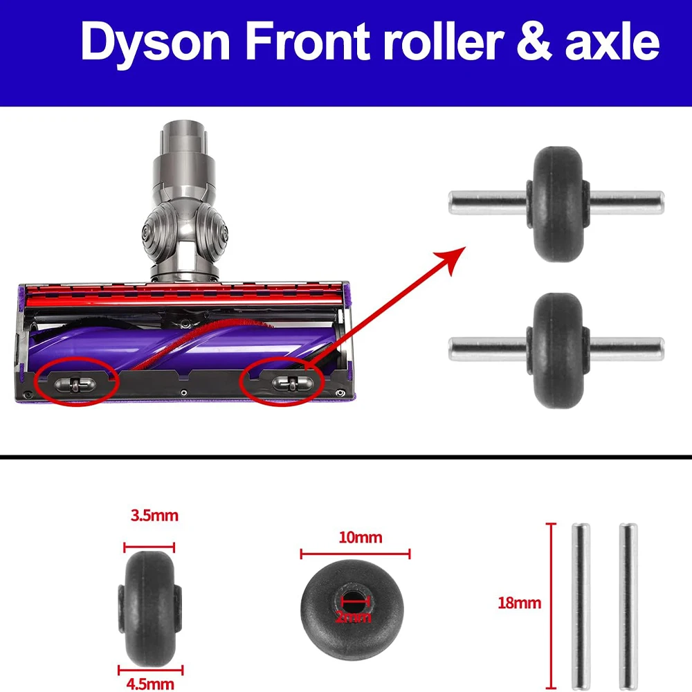 Replacement Soleplate Wheels for Dyson V6 V7V8 V10 V11 V15 DC58 DC59 DC62 Direct Drive Cleaner Head,not fit for soft roller head