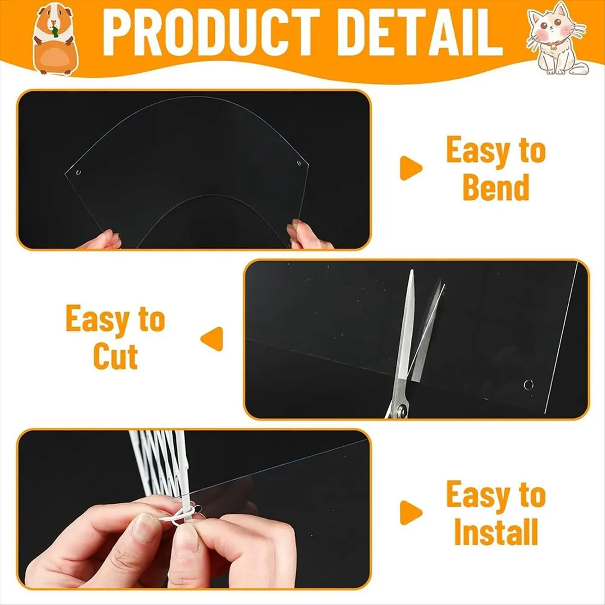 

12-упаковка, защитная подкладка для клетки для домашних животных, защита для мочи, прозрачная подкладка для края клетки, боковая подкладка для морской свинки, сайдинг для среды обитания