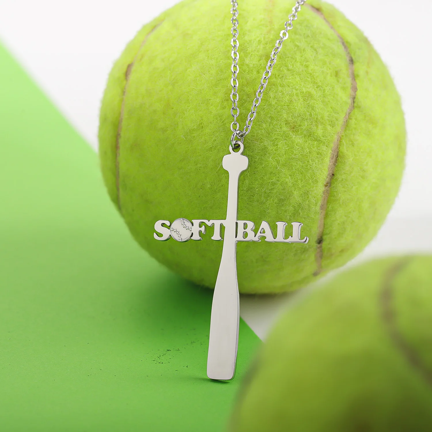 Custom Softball Name Necklace Personalized Shaped Pendant With Name Engraving Stainless Steel Jewelry Sports Themed Necklaces