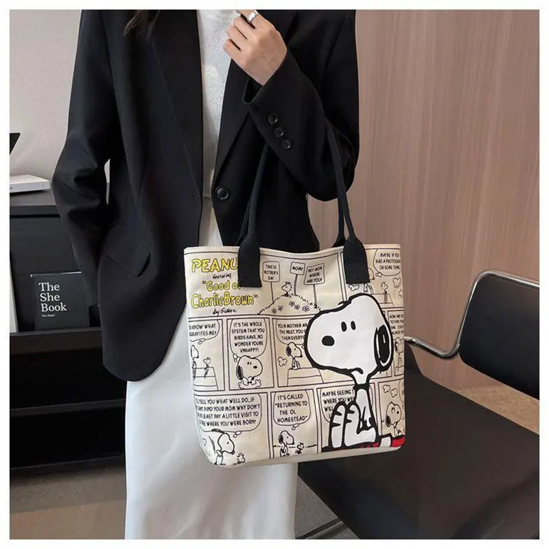 Canvas Bag For Women Snoopy High Capacity Bag Fashion Anime Cartoon Handbag Versatile One Shoulder Tote Bag Present For Girls