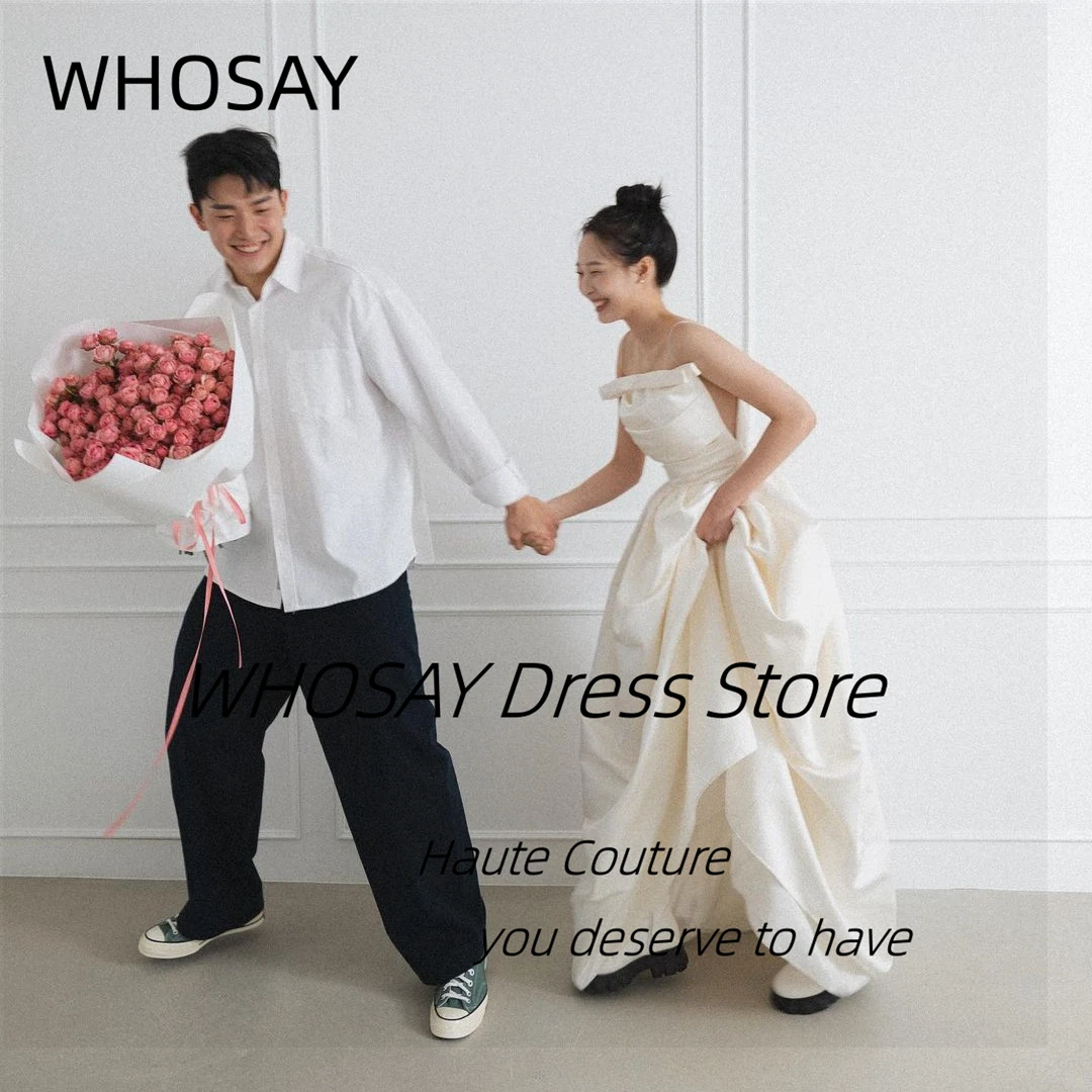 WHOSAY Korea Wedding Dresses 2024 Spaghetti Strapless Bridal Gowns Ruched A Line Vestidos Des Noches Formal Party Dress