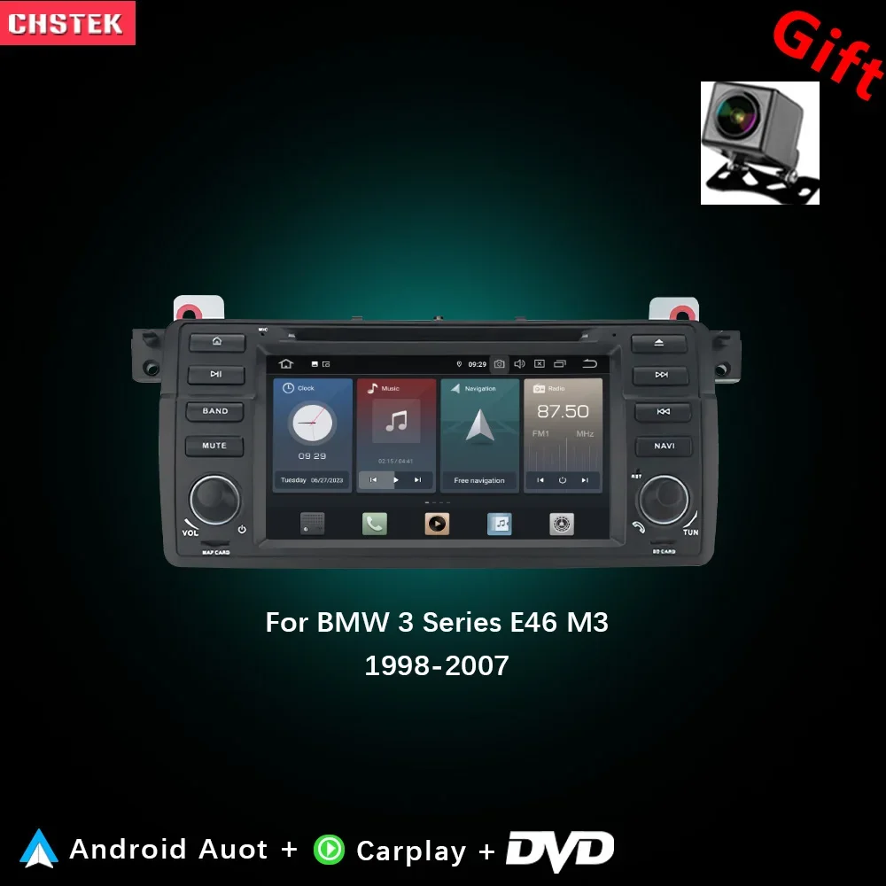 

CHSTEK Car Radio DVD Carplay For BMW 3 Series E46 M3 1998-2007 Multimedia Navigation Bluetooth WIFI GPS Android 14 Auto Stereo