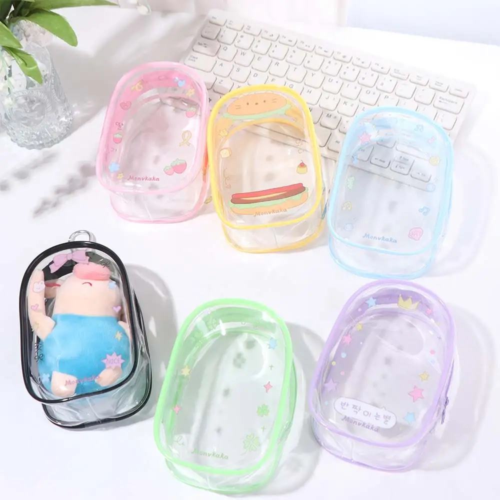 

Protector Pouch Cartoon Design 10cm Transparent Bag Display Zipper Storage Bag Cute Clear Outdoor Display Bag 10cm Cotton