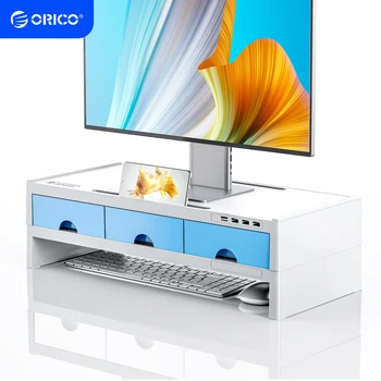 ORICO-다기능 모니터 스탠드 라이저 데스크탑 홀더 브래킷 홈 오피스 노트북 PC 용, 3 서랍 보관함 정리함