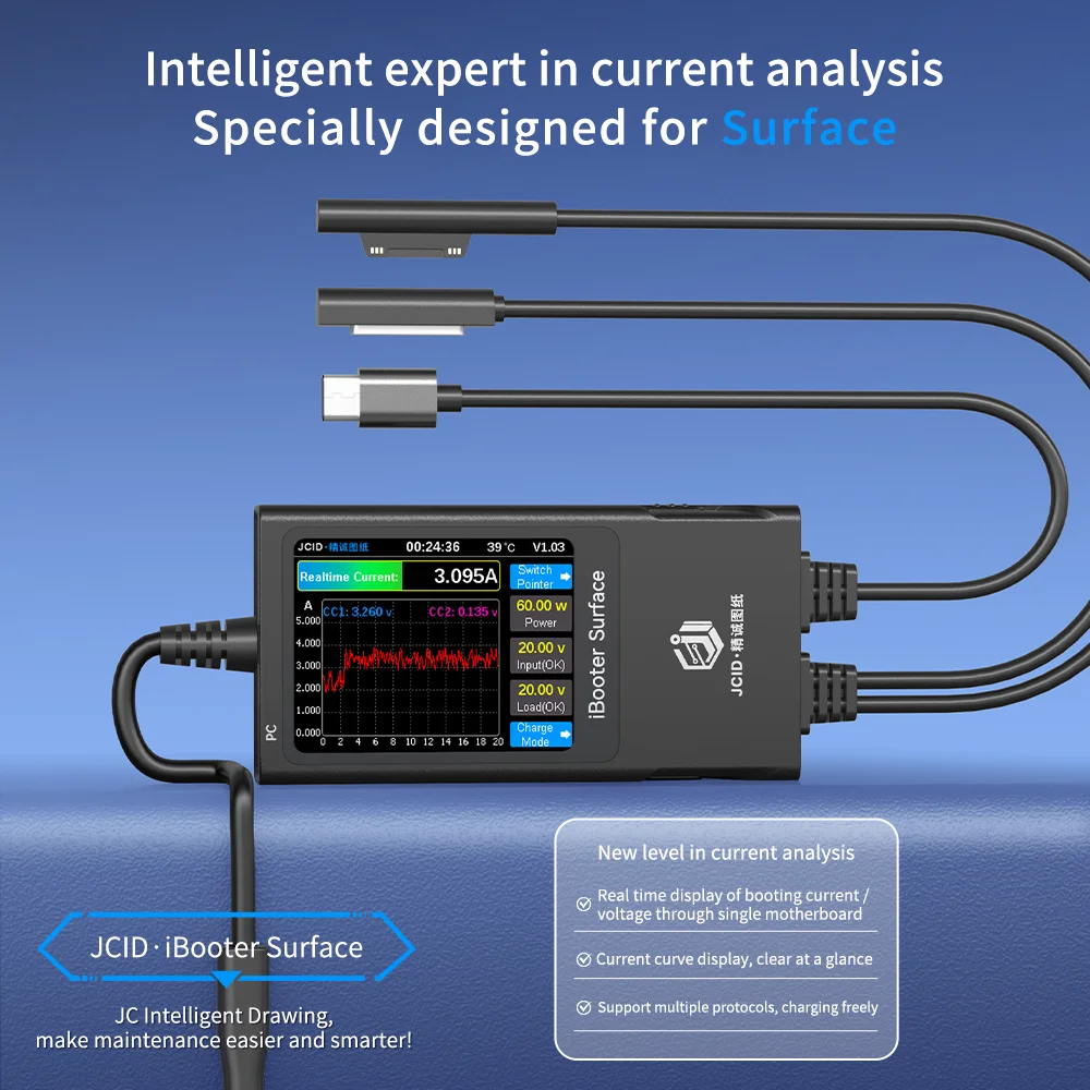 JCID Current Analyzer-iBooter Surface Used with JC Drawing for Detect 2013-2024 Surface Series Charging Faults