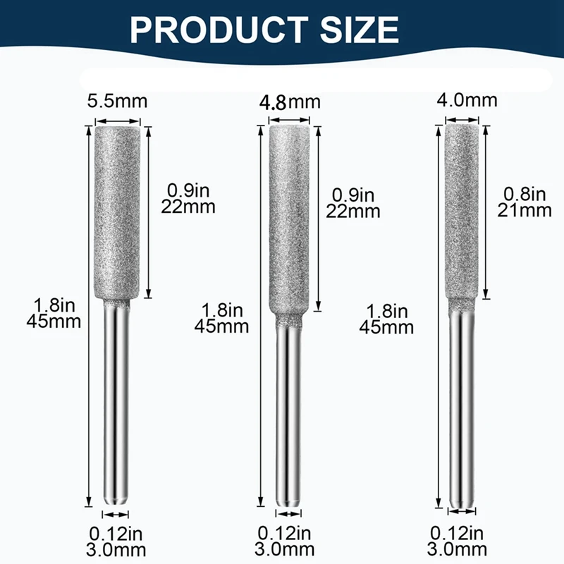 36 szt. Diamentowe ostrzałki do piły łańcuchowej, 3 rozmiary narzędzie do ostrzenia piły łańcuchowej do biżuteria z kamienia drewna