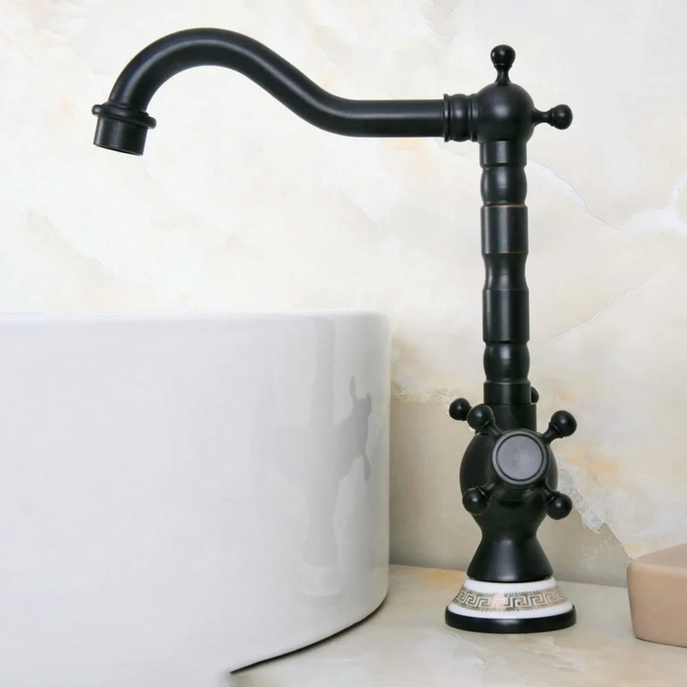 

Oil Rubbed Bronze bathroom Faucet Sink hot and cold water Tap bath Basin Sink Mixer Double Handle Nnf648