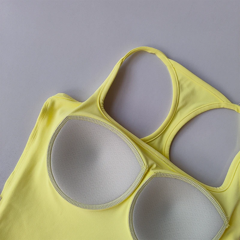 Chaleco deportivo y de Fitness con almohadilla para el pecho, traje de verano a prueba de golpes con sensación desnuda en la espalda, entrenamiento de Pilates, Top de Yoga, ropa de Yoga