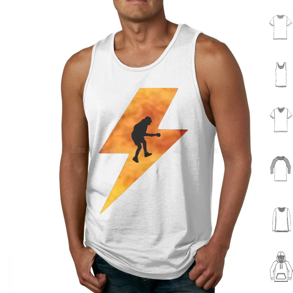 Angus Young High Voltage Tank Tops Print Cotton Angus Young Angus Young Hard Metal Guitar Fire High Voltage N Roll