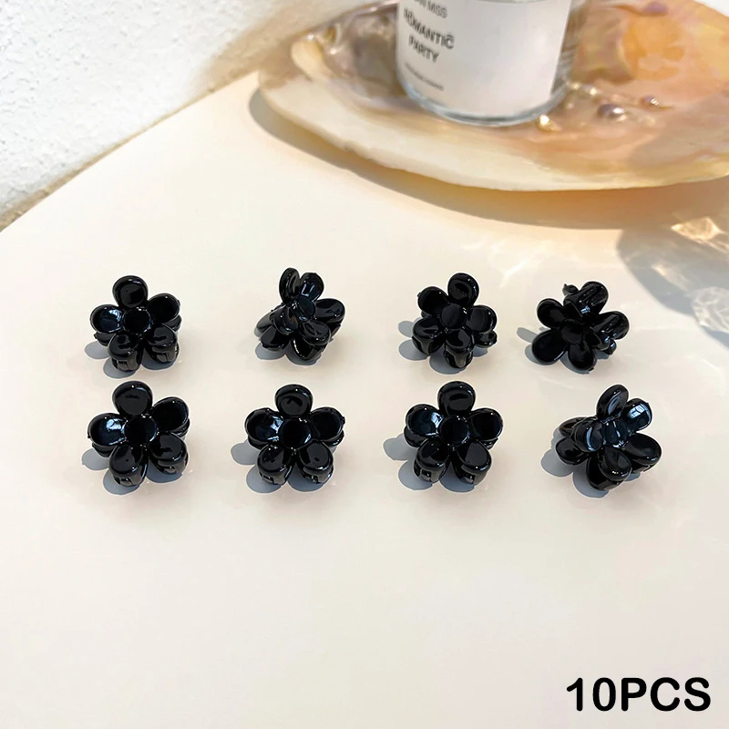 Mini Flower Hair Clips Pack For Women - Creaseless Styling Claw Clips For Bangs And Tiny Hair Styling