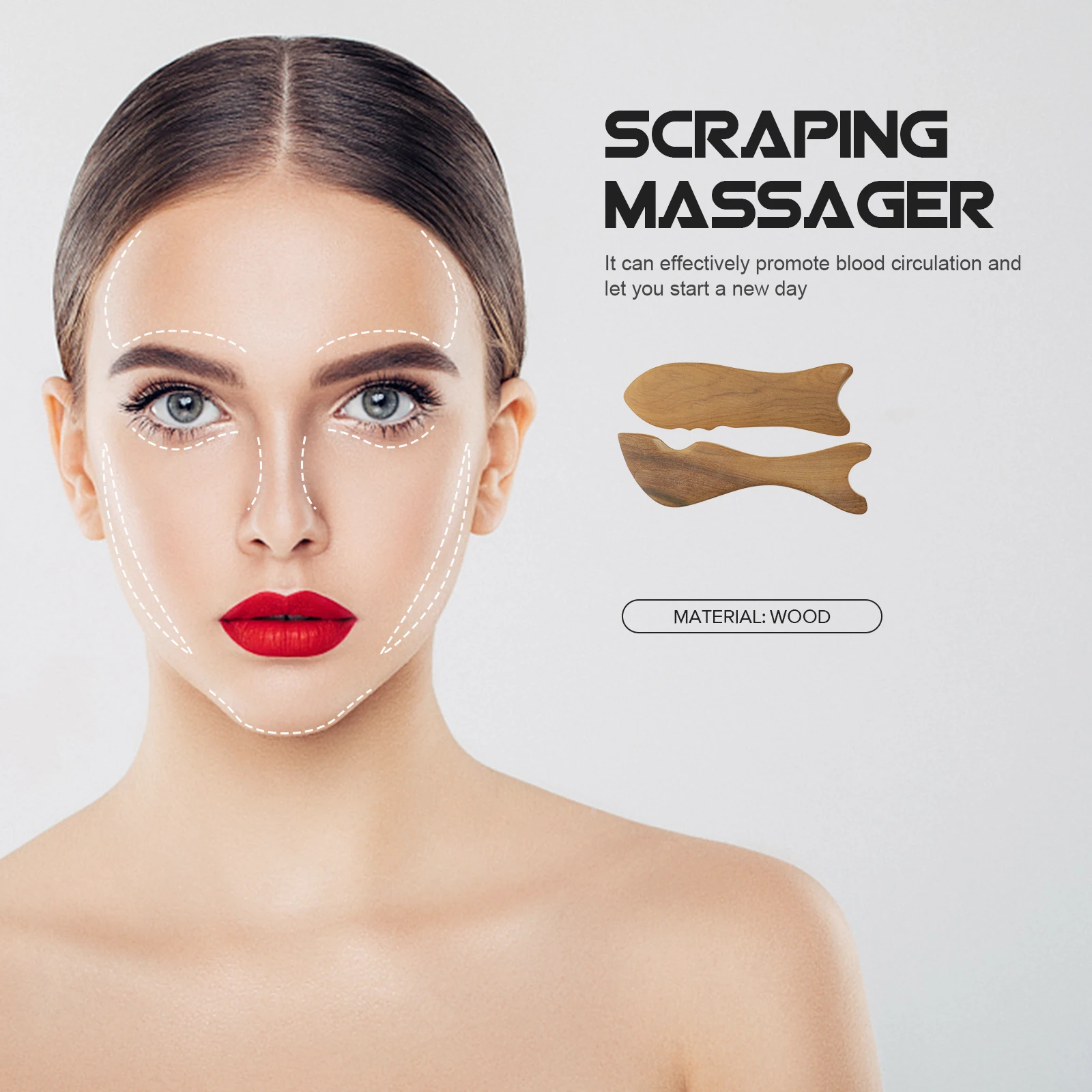 

2Pcs Wooden Scraping Board Fish Shape Lightweight Face Body Tool for Skin Care Muscle Relaxation Promotes