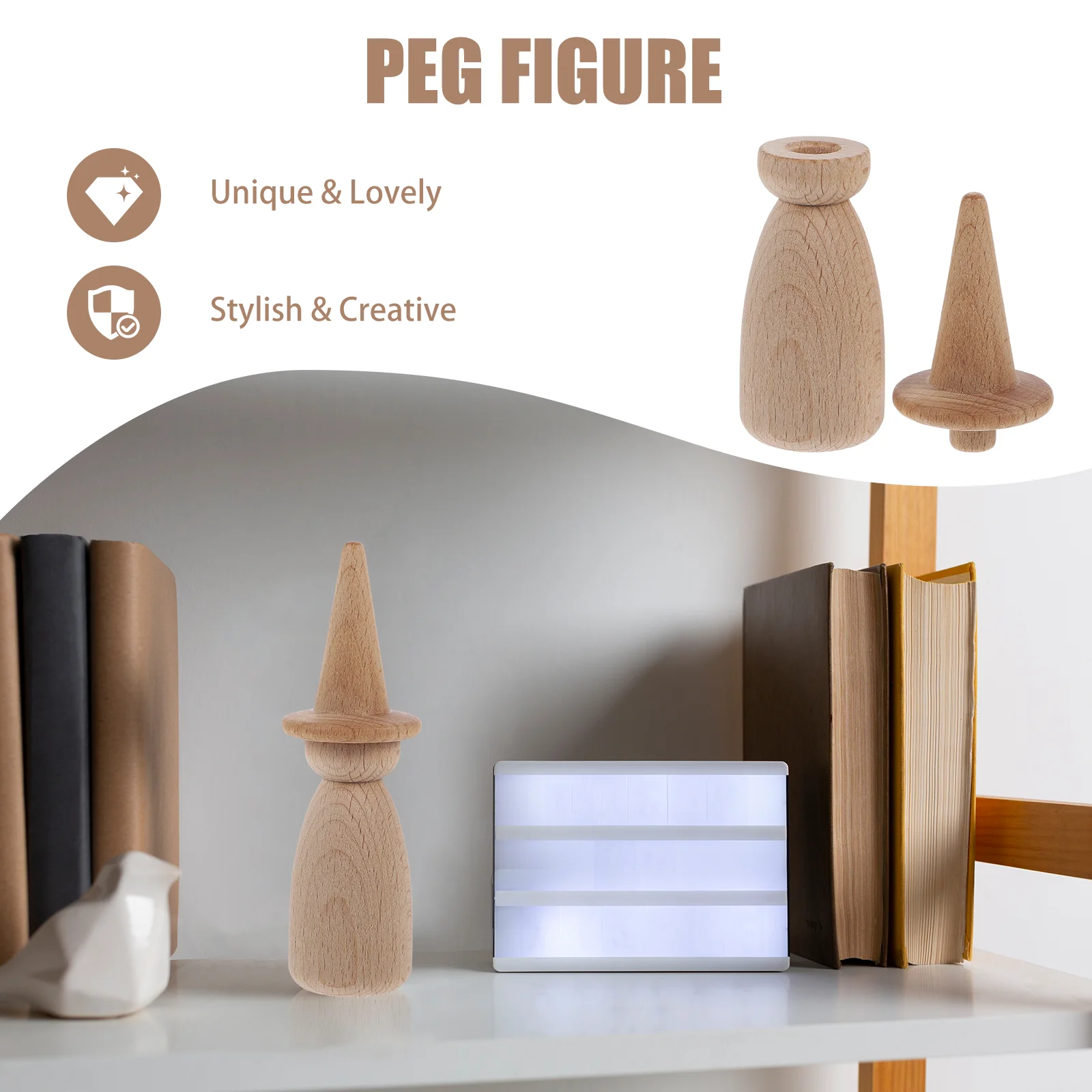 Peg in legno Bambole non verniciate Blocchi vuoti Forniture artigianali per bambini non finite fai-da-te