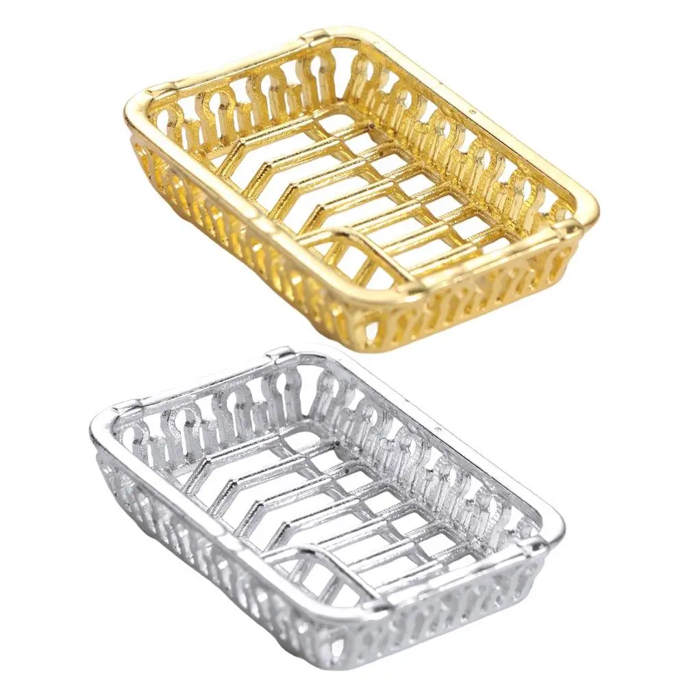 Alloy 1: 12 Dollhouse Mini Dish Rack Miniature Plate Storage Dollhouse Simulation Furniture Decorative Simulation