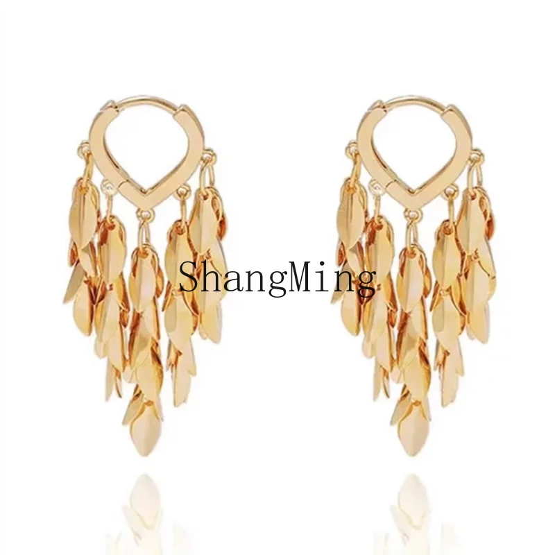 

CL whole body sterling silver high-end wheat ear fringed earrings women's light luxury niche exaggerated earrings tide