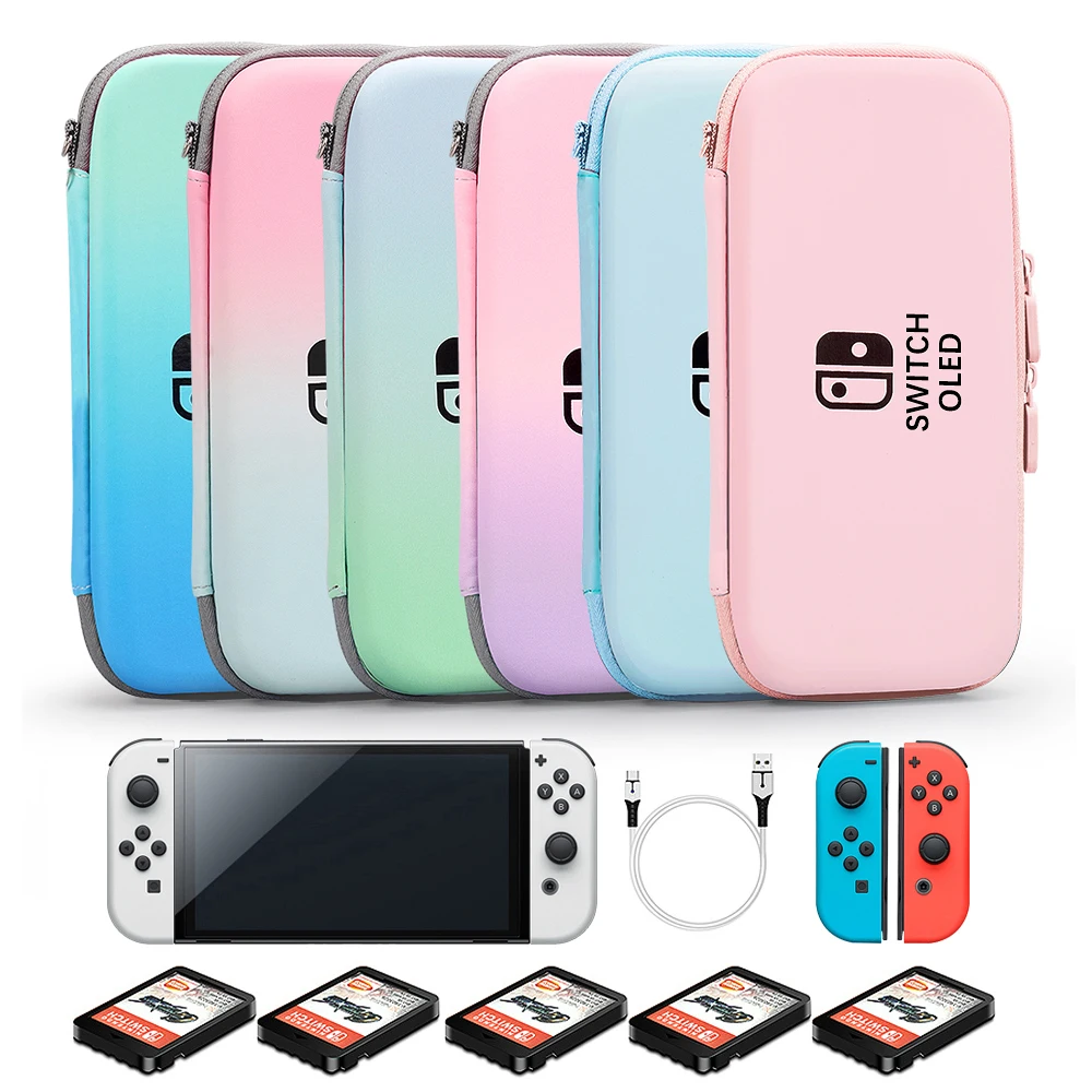 For Nintendo Switch OLED Storage Bag Crystal Hard Cover Shell Case Screen Protective Film Thumb Grip Caps PC Pouch Accessories