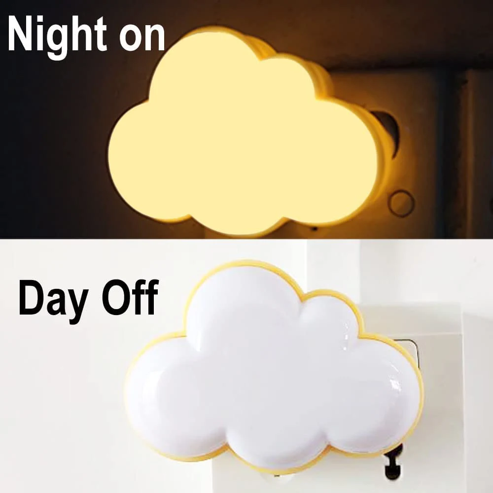 LED Plug In Smart Motion Sensor Night Lights Auto On/Off Cloud for Kids Bedroom Stair Hallway Kitchen Wall Lamps