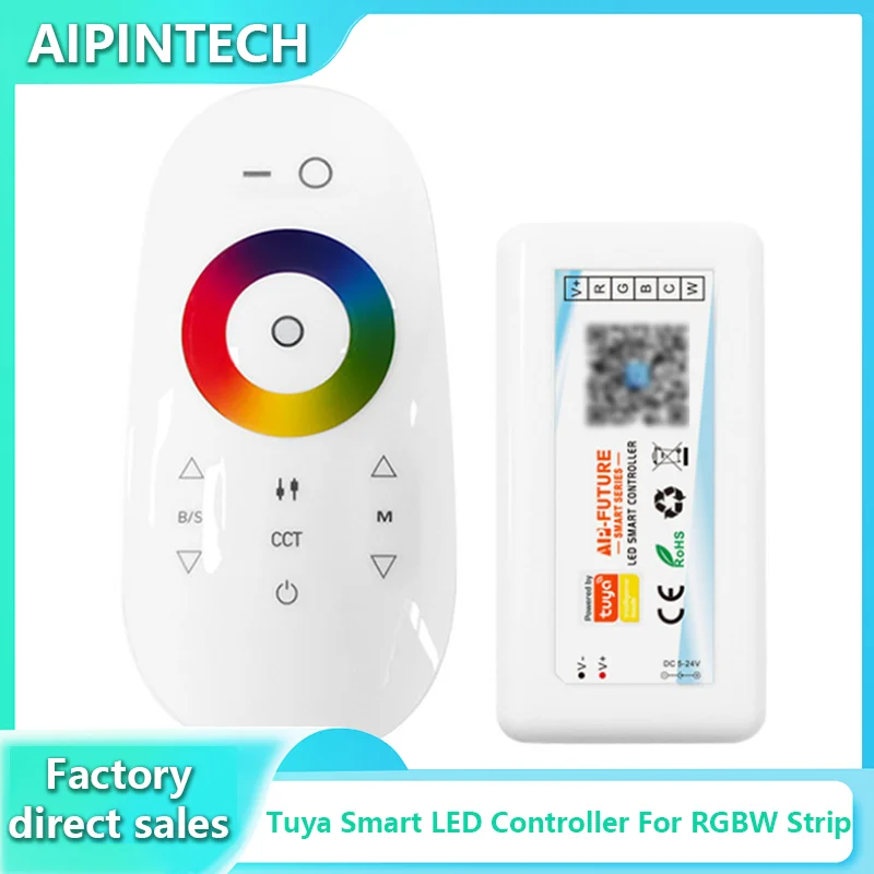 

aipintech led rgbw controller 12-24v 2.4g rf remote control rgbw color strip light smartlife app led controller wifi