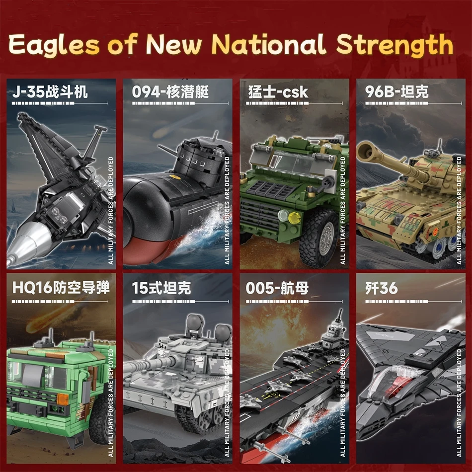 Militär Bausteine Set Bewaffneter Panzer Kämpfer Hubschrauber Raketen Fahrzeug Flugzeug Träger DIY Ziegel Spielzeug Für Kinder Geschenke