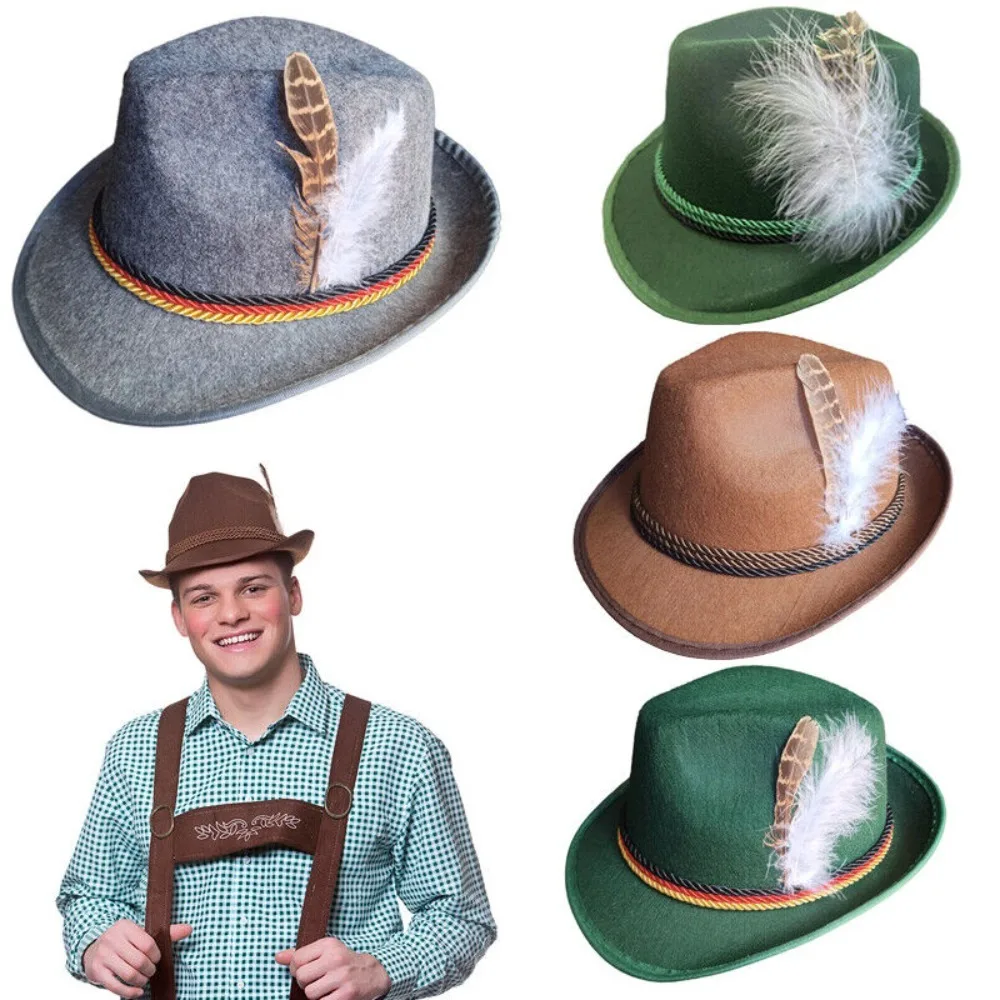 Nicky Bigs Neuheiten Erwachsene Oktoberfest Hut Deutsch Bayerisch Schweizer Dress Up Filzhüte Tiroler Lederhosen Kostüm Fedora