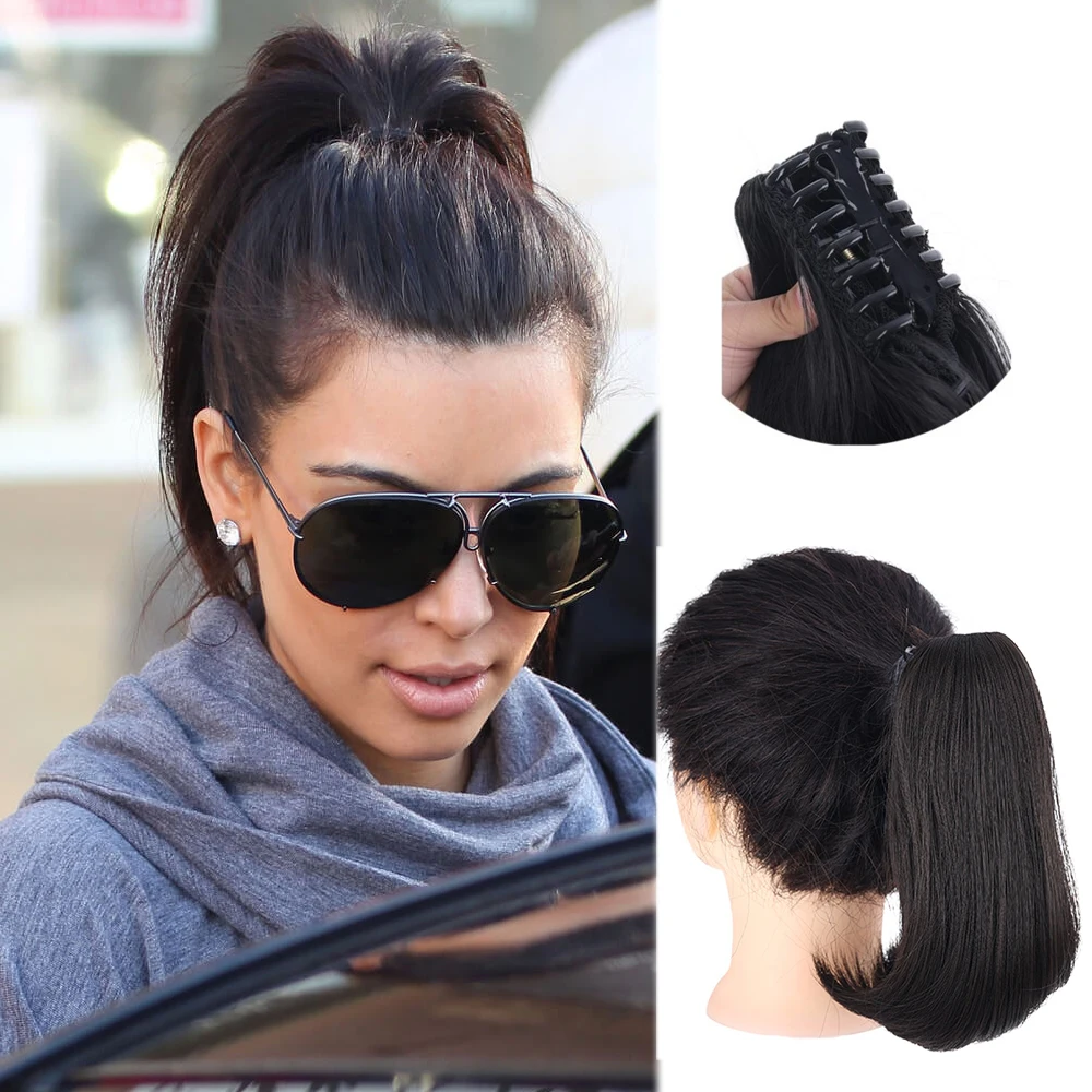 12 Inch Synthetic Short Straight Claw Ponytail Cocked Ponytail Jaw Clip Hairpieces Clip On Hair Extension Accessories