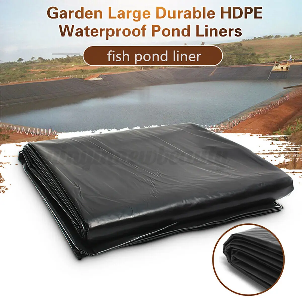 

0.12mm HDPE Fish Pond Liner Garden Pond Landscaping Pool Reinforced Thick Heavy Duty Waterproof Membrane Pond Liner