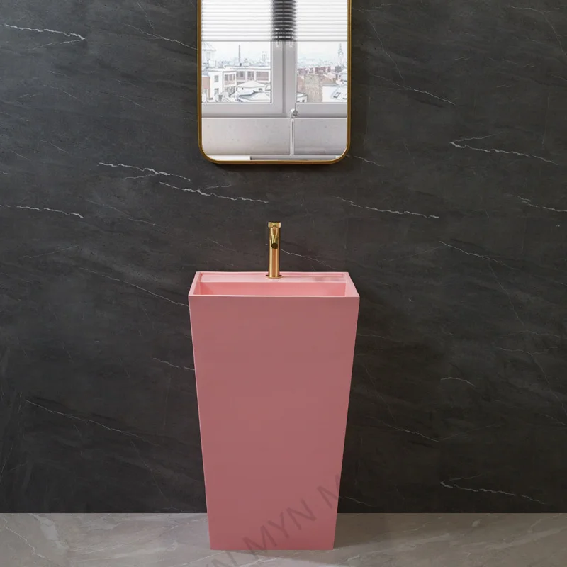 Potted Plants On StandsNewly Solid Surface Modern Matt Pink Artificial Stone Resin Freestanding Basin Sink