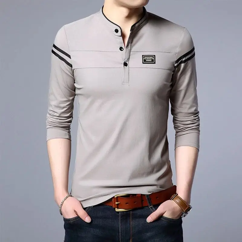 Men's Fashion Summer Long Sleeve T-Shirt Casual Cotton Breathable Thickened Autumn  Shirt Basic Wide Fit