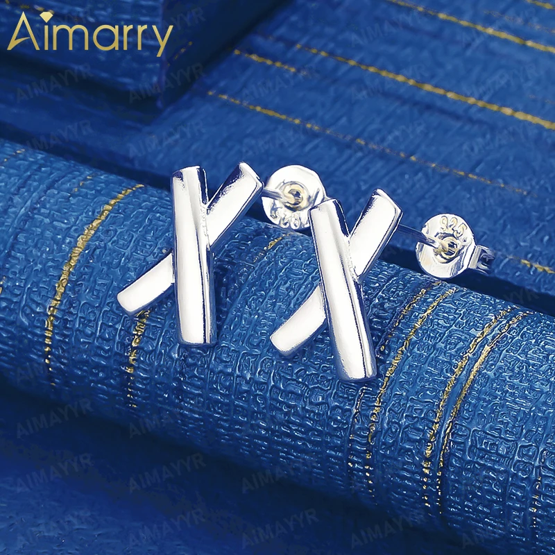 925 Sterling Silver Simple X-shaped Earrings for Women's Parties Banquets Engagements Weddings High-quality Fashion Jewelry