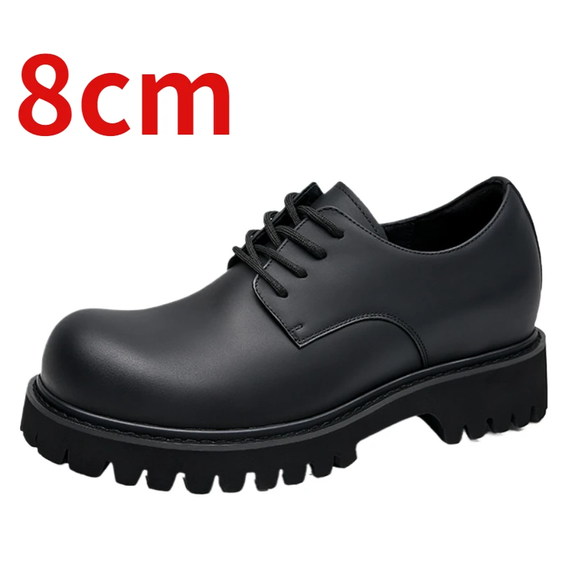 Height Increasing Shoes for Men's Increase 8cm Couple's Big Toe Derby Shoes Autumn/winter Comfortable Thick Soled Elevated Shoes