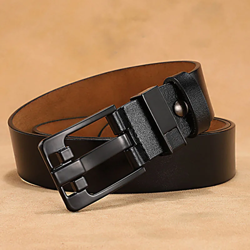 3.8CM X 105-140CM Black Longer Men Belt Two layer Cowhide style Extended buckle Retro Style Brown Pin Buckle Genuine Luxury