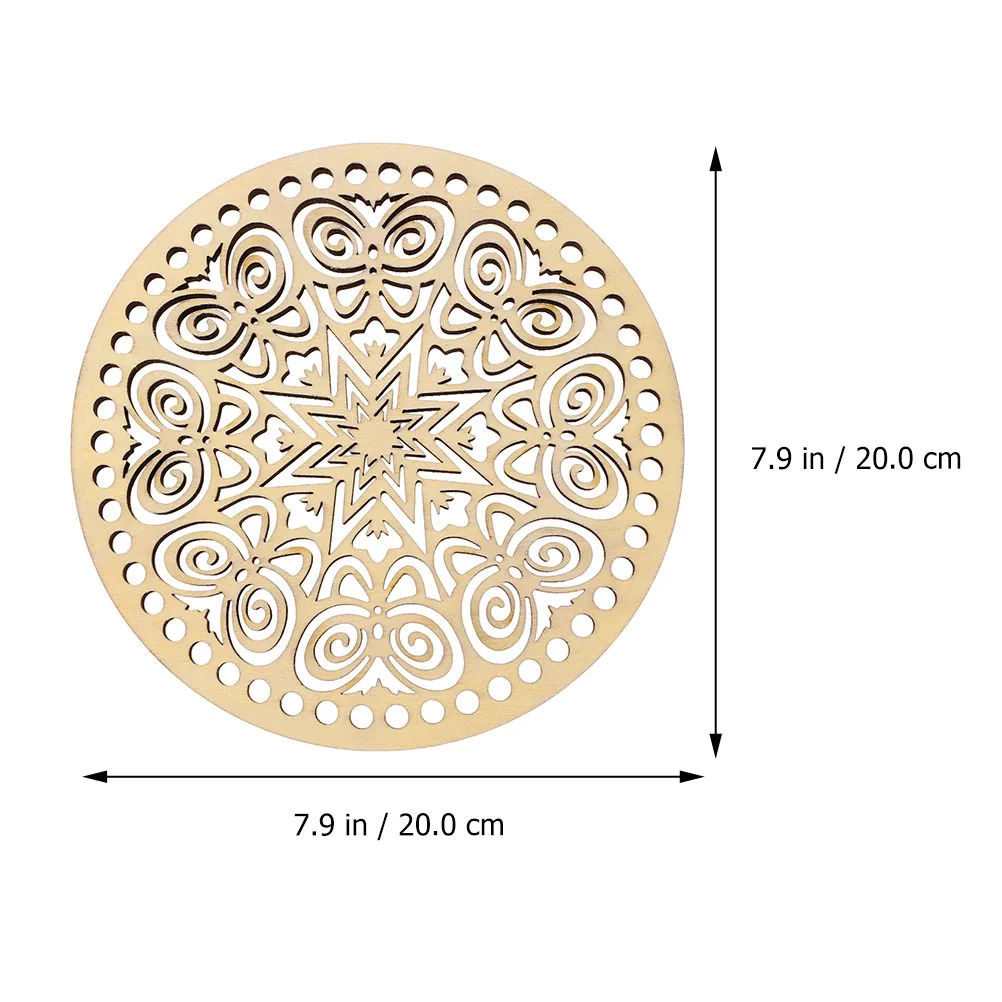2Pcs Round Hollow Wooden Crochet Bag Bases DIY Handmade Handbag Bottom Accessories for Crossbody Messenger Purse Craft Gift