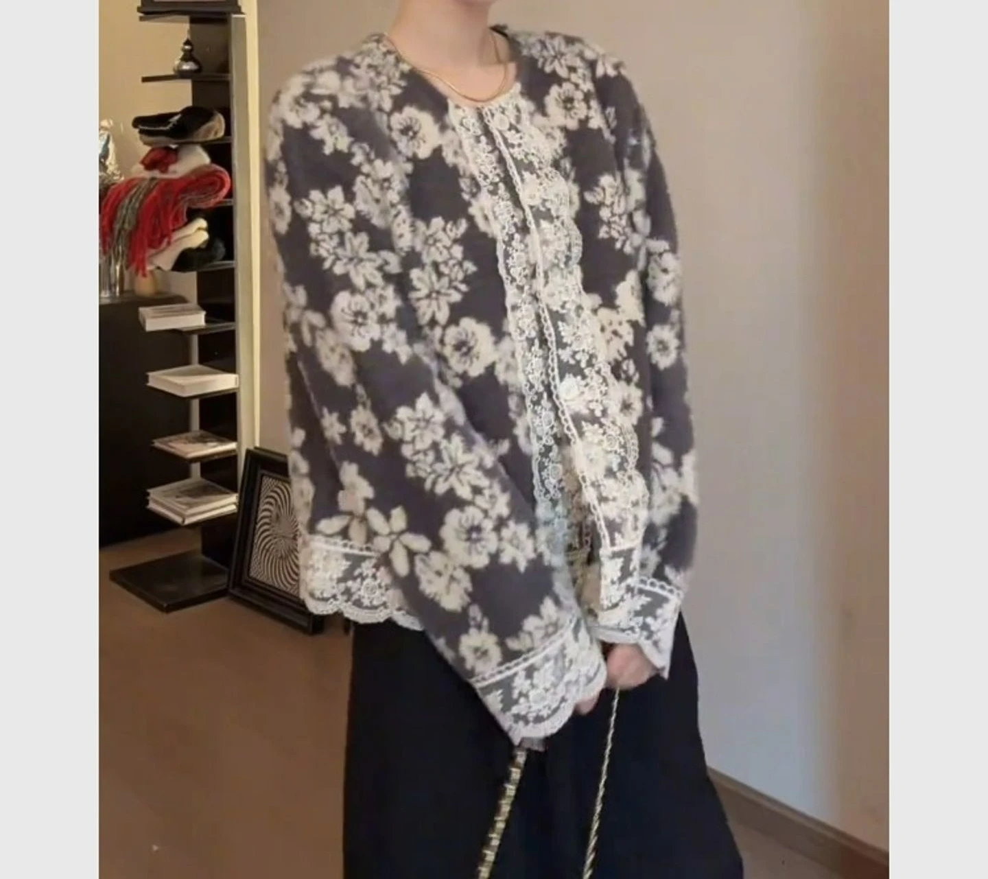 

Кружевная короткая куртка в стиле ретро в стиле пэчворк, осень-зима 2021, новый модный толстый топ