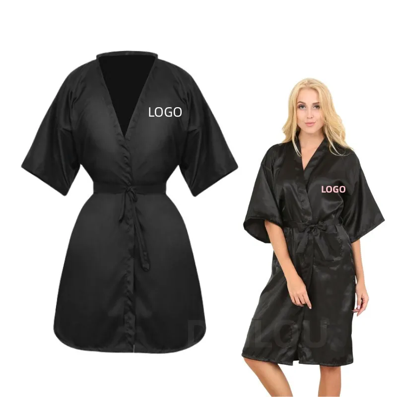 Robe Cloak for Spa Salon, Customized Logo, Hair Salon Cuts, Smoked Kimono Style, Black Hair Cloak Customers