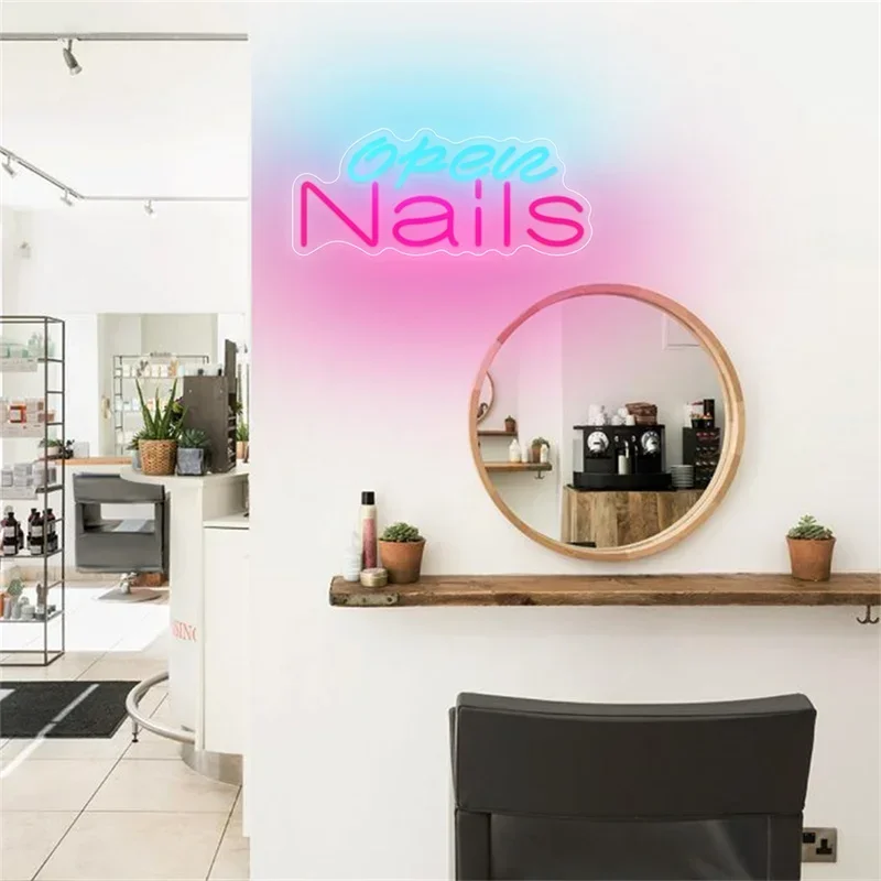 Nails LED Sinal de Neon, Open USB Powered, Wall Decor, Nail Salon, Beauty Shops, Loja, Luz Bem-vindo, Nail Shop Negócios