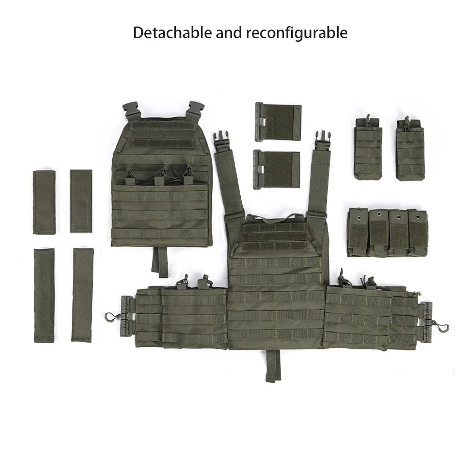 سترة صيد سريعة التفكيك على الكتف والخصر مع حقيبة معدات ثلاثية مخفية معلقة في الأمام وحقائب ملحقات متعددة