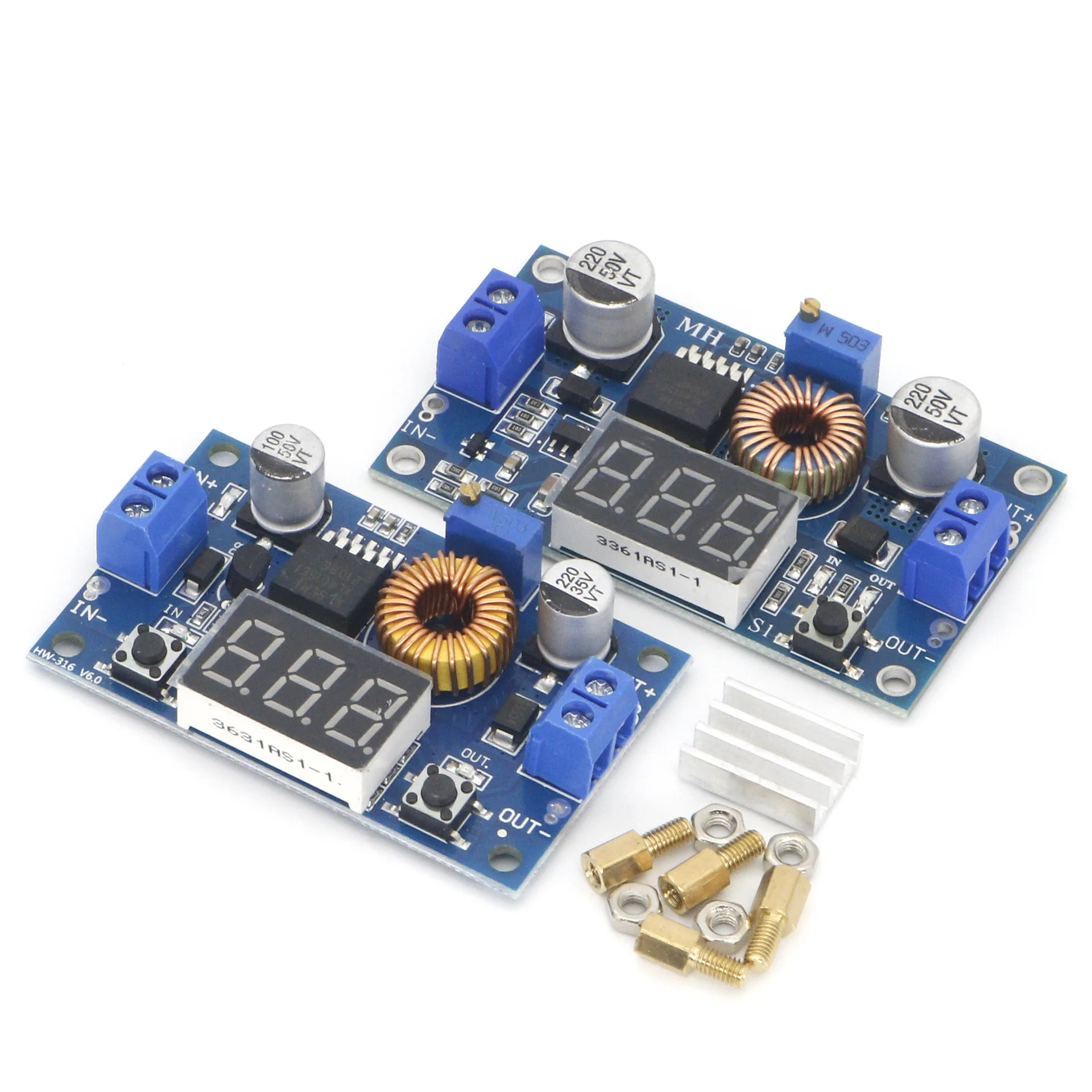 

2pcs XL4015E 5A 75W High Power DC DC Adjustable Step Down Module with Voltage Display Better Than LM2596 for Arduino