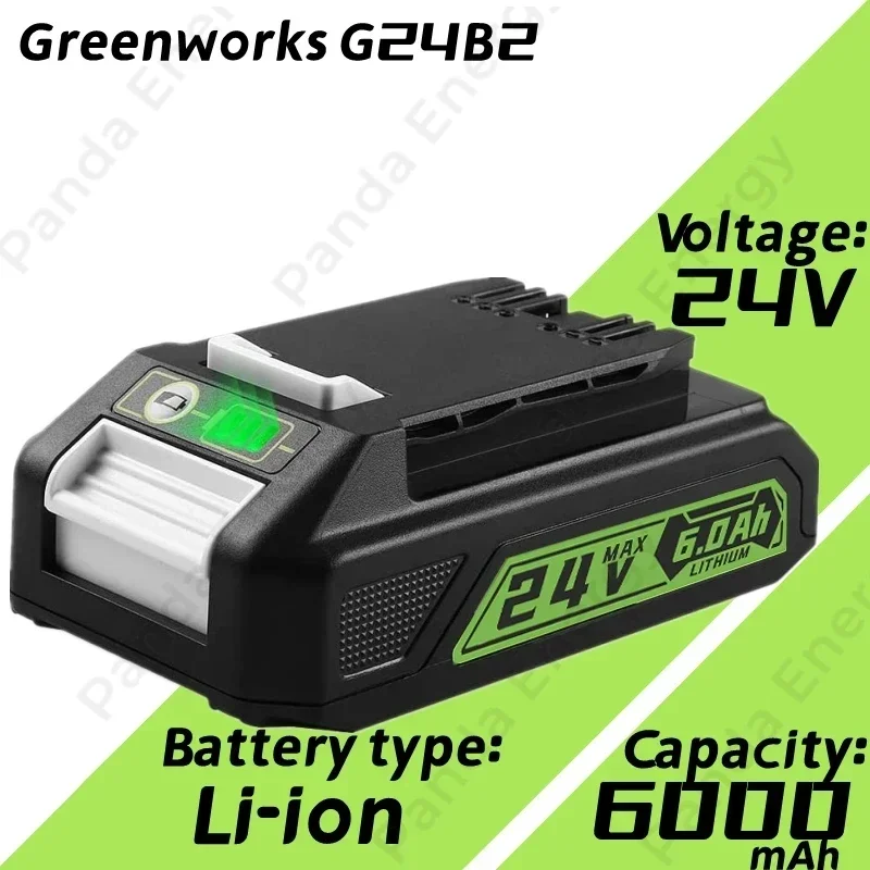 Greenworks 24V 6,0 Ah Batterie TASCHE 708,29842 Lithium- Kompatibel mit 20352 22232    Werkzeuge