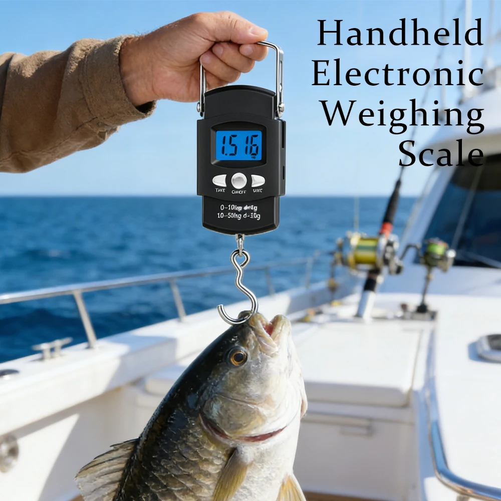 Portable Electronic Hanging Scale LCD Digital Handheld with Tape Measure Multi-Units for Travel Luggage Fishing Daily Use