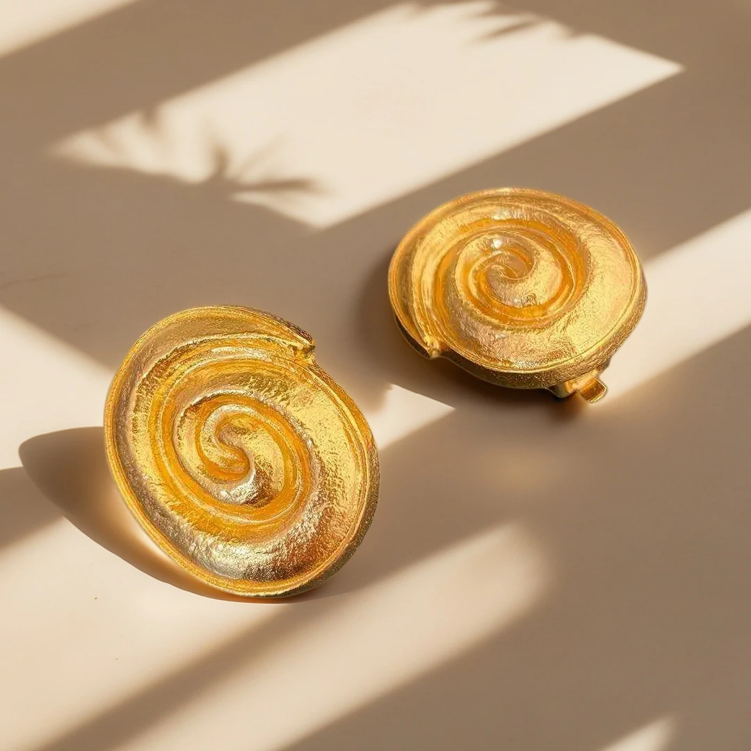 Yuri Ailey Vintage Spiral Round Clip On Earrings For Women Gold Non Piercing Ear Clips Jewelry Daily Dating Party Gift Ornament