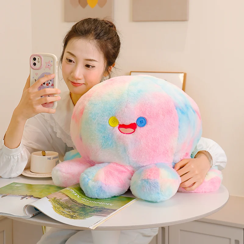 New Gradient Color Octopus Plush Toys Soft Stuffed Chubby Octopus Doll Cozy Cartoon Animal Throw Pillow Lovely Home Decor