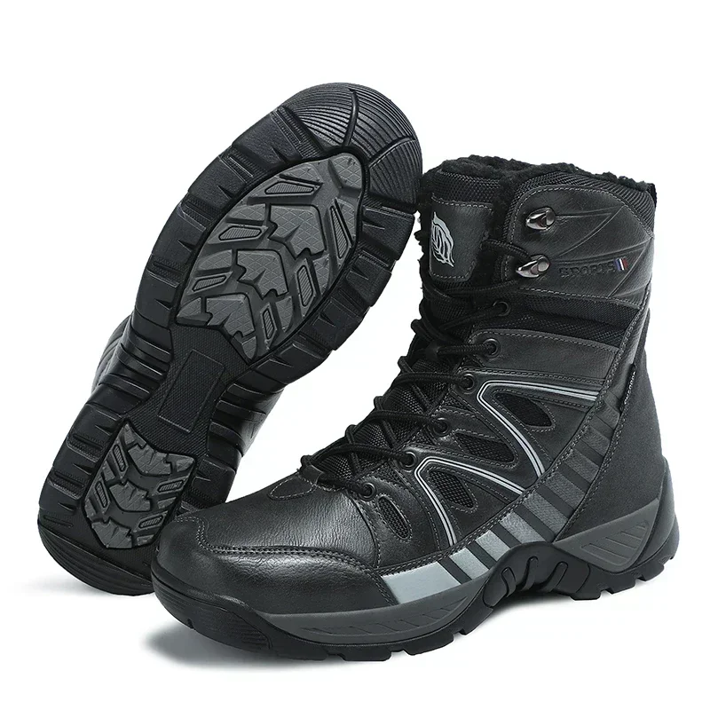 New large-size men's high-top hiking boots fashion thick soled outdoor casual men's shoes winter comfortable warm thick soled me image 4