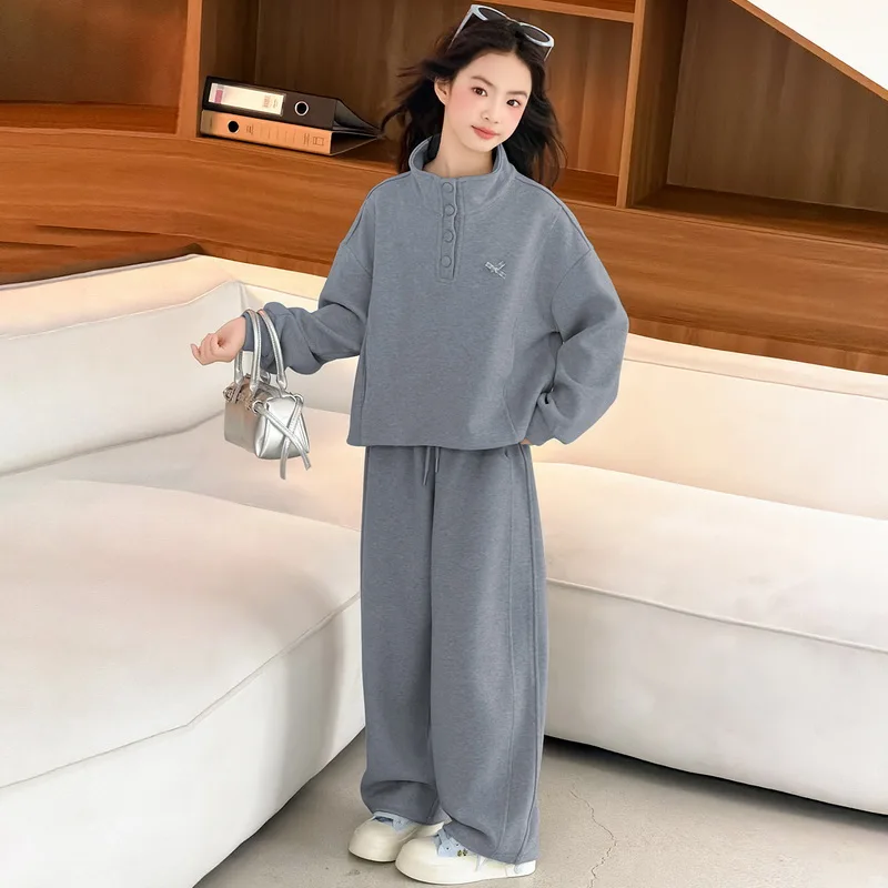 Spring Autumn Kids Sports Clothing Set for Girls Cotton Sweatshirt + Pants + Shawl 3 Pcs Suit Child Outdoor Tracksuit Outerwear
