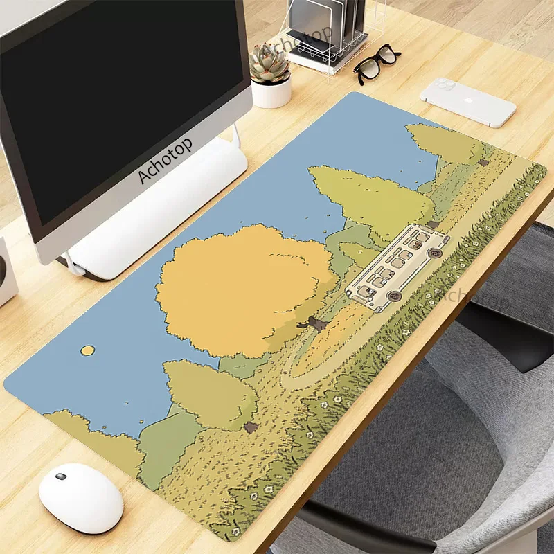 Kawaii Plant Mouse Pad Anime Large Office Accessories Deskpad PC Computer Keyboard Cute Desk Mat XXL Mause Mousepad 90x40 Carpet