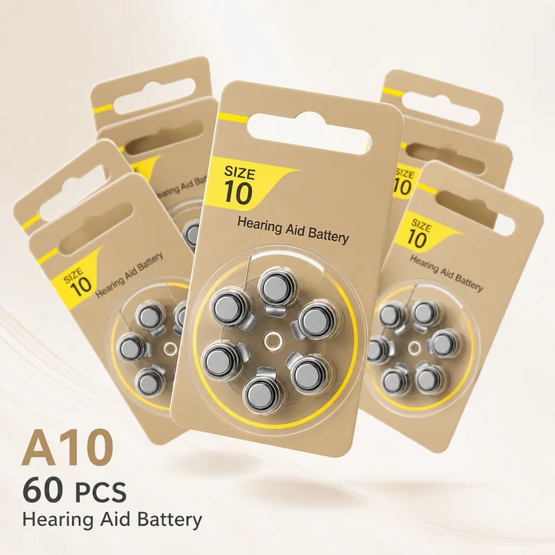 Premium Replacement Hearing Aid Batteries 60Pcs Size 10 A10 ZA10 10A P10 PR70 Zinc Air For Mini Digital Hearing Aid