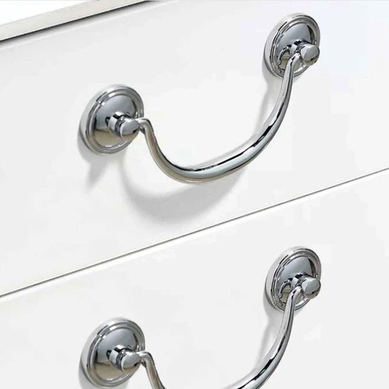 キャビネットドアハンドルキャビネット引き出し固体銅ハンドルクロームメッキ光沢のあるシルバーフレンチスタイルワードローブドアハンドル