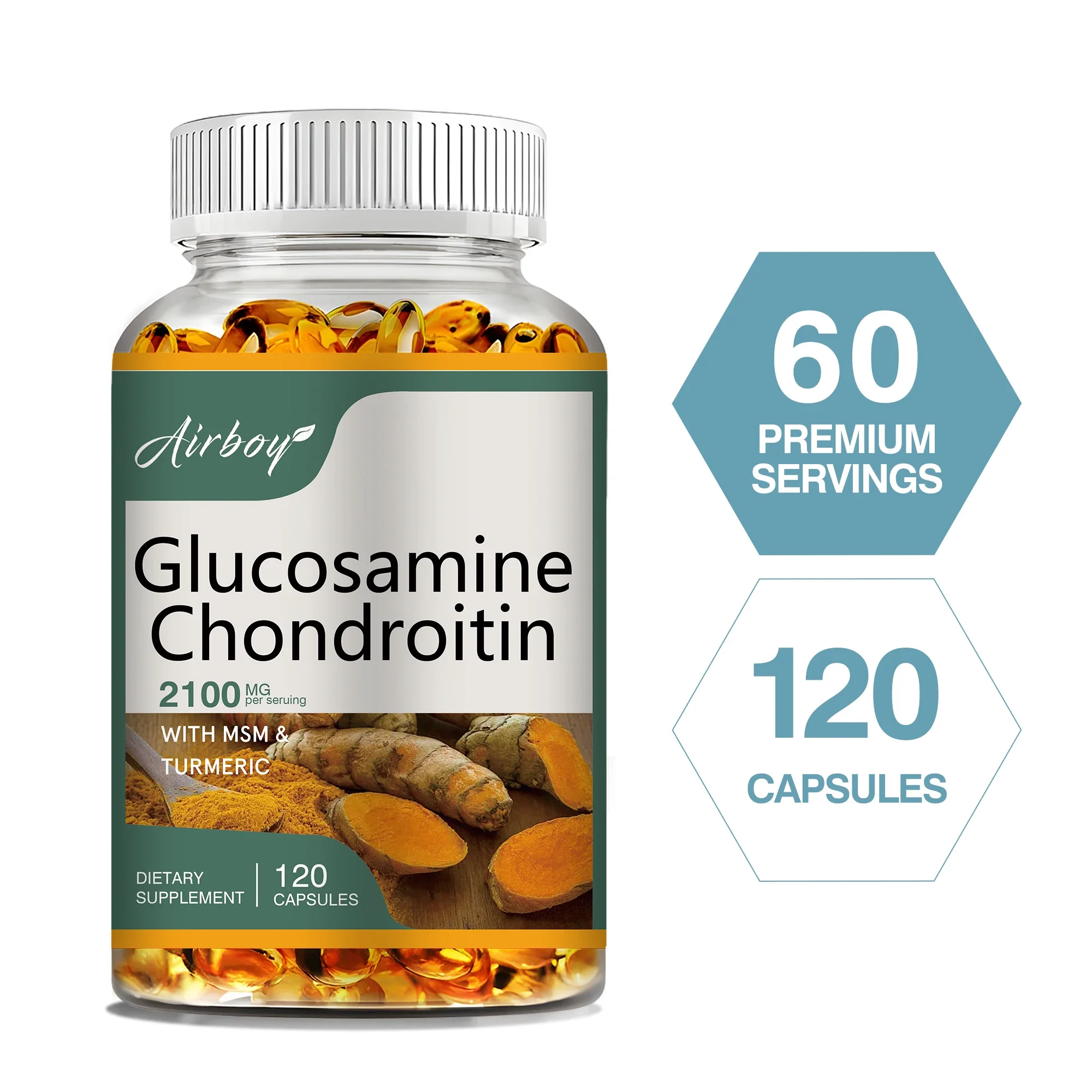 الجلوكوزامين كوندرويتين - مكمل معقد المفاصل، تقوية العظام، صحة المفاصل، كثافة العظام - 120 كبسولة