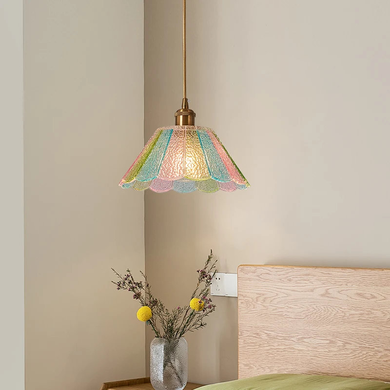 Vintage colorful glass Pendant Light Luxurious Modern  petal shape lamp for Living Room Restaurant Bar Counter Pendant Lighting