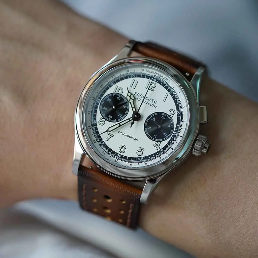 FARASUTE Casual Chronograph Mechanical Watches Men Seagull ST19 Swanneck Movement Pilot Sapphire Crystal Male Wristwatch Reloj