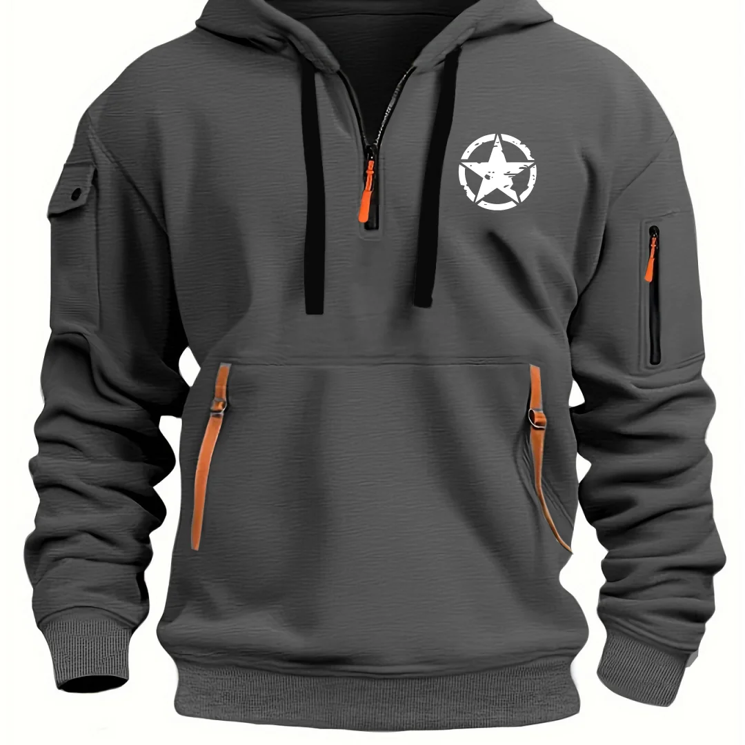 الرجال عبر الحدود البلوز عارضة الرياضة هوديي الخريف والشتاء أعلى مع الذراع جيب سستة هوديي الشارع الصوف البلوز